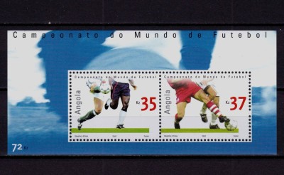 ✅(C39) Angola 2002 ,&amp;quot; C.M. fotbal Japonia/ Coreea de Sud 2002 &amp;quot;, serie block nr. 100 Michel 1666/67 ,C.V. 10 Є , MNH foto