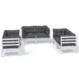 Set mobilier de gradina cu perne, 6 piese, lemn masiv de pin