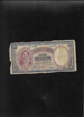 Grecia 500 drahme drachmai 1939 seria744800 uzata foto