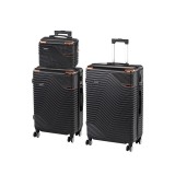 Set 3 Valize Rigide ABS Leziter TraveLux Urban XX, Negru, Roti Duble 360&deg;, Cod Numeric, Cabina/Medie/Mare
