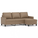 Cumpara ieftin Canapea cu 3 locuri / taburet cappuccino 180 cm piele ecologica