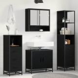 Cumpara ieftin Set de mobilier pentru baie 4 buc. Stejar Negru 65 x 33 x 60 cm