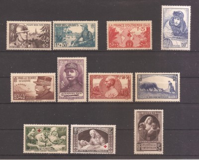 Franta 1940 - 7 serii (4 poze), MNH foto