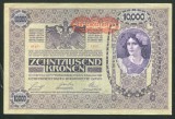 q339 AUSTRIA UNGARIA 10000 KRONEN COROANE 1918 SUPRATIPAR D&Ouml; 1919 aUNC