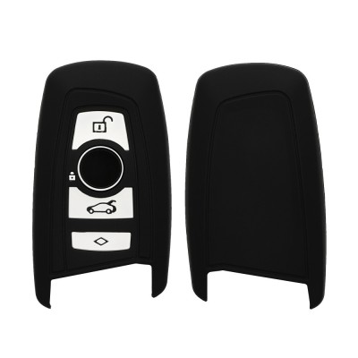 Husa Cheie Auto Kwmobile pentru BMW 4 Butoane - Smart Key, Negru, Silicon, KWM0000256F001C foto