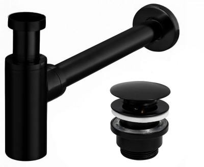 Sifon universal pentru lavoar clik-clak Universal Black Mat foto
