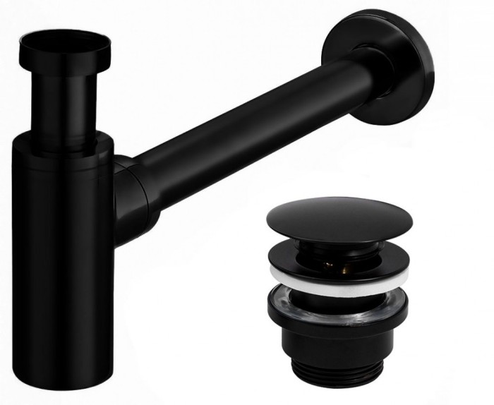 Sifon universal pentru lavoar clik-clak Universal Black Mat