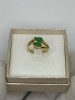 Inel Aur 14K, Diamante 0.02ct, Smaralde 1ct, 4g, Vintage, Marimea 51