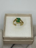 INEL AUR 14K + 2 Diamante = 0.02ct + 2 Smaralde X 0.50 = 1ct - 4g. - Vintage !