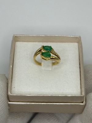 INEL AUR 14K + 2 Diamante = 0.02ct + 2 Smaralde X 0.50 = 1ct - 4g. - Vintage ! foto
