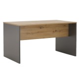 Cumpara ieftin Birou din mdf laminat maro stejar si gri Rioma 160x80x76 cm