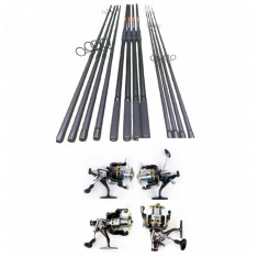 4 Lansete Komodo 3, 60 m, 3 Segm + 4 Mulinete Cool Angel G 65 cu Baitrunner