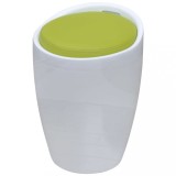 Taburet, alb și verde, piele ecologică