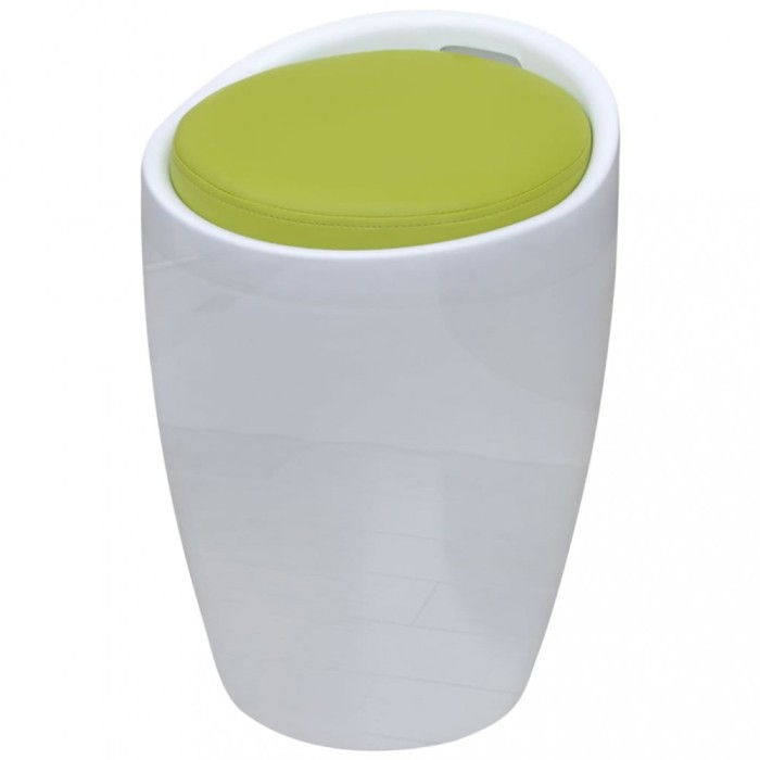 Taburet, alb și verde, piele ecologică