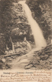 1910 CP ilustrata Sinaia - Cascada Urlatoarea, stampila CFR POIANA TAPULUI HALTA, Circulata, Printata