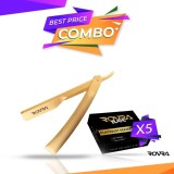 Cumpara ieftin Pachet promo - ROVRA - Brici otel inoxidabil Auriu + 5 buc. X Lame pentru ras