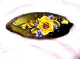 Tablou pe lemn cu trandafir galben si albastrele 38543