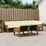 vidaXL Set de canapele de exterior cu pernă 7 pcs Natural și Crem 3381490