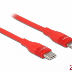 Cablu de date si incarcare USB Type-C la Lightning MFI 2m Rosu, Delock 86635