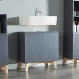 Dulap baie sub lavoar Overath gri 60x60x30 cm cu 2 usi