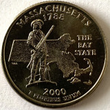 AMERICA QUARTER 1/4 DOLLAR 2000 LITERA D. (Massachusett-Statuia Minuteman), BU, America de Nord, Cupru-Nichel