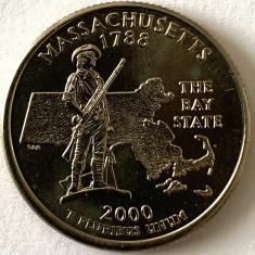 AMERICA QUARTER 1/4 DOLLAR 2000 LITERA D. (Massachusett-Statuia Minuteman), BU
