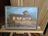 Tablou peisaj cu casa, Peisaje, Ulei, Realism