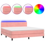 Cumpara ieftin Pat continental cu saltea &amp; LED, roz, 120x200 cm, catifea