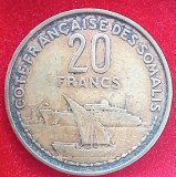(M1565) MONEDA SOMALIA FRANCEZA (ASTAZI DJIBOUTI) - 20 FRANCS 1965, TIRAJ 200.000 BUC, MAI RARA