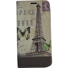Husa Book Pocket Magnetic Lock pentru Samsung S6 Edge, Model France Eiffel