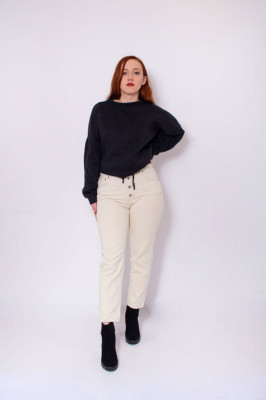 Blugi mom fit bej Pull&amp;amp;Bear foto