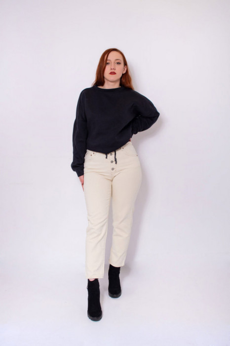 Blugi mom fit bej Pull&amp;Bear