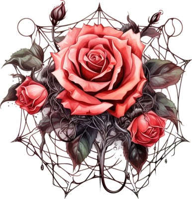 Sticker decorativ, Trandafiri, Rosu, 62 cm, 1343STK-20 foto