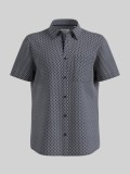 s.Oliver Camasa elastica barbati cu maneca scurta, imprimeu abstract, Regular Fit, Bleumarin inchis, S