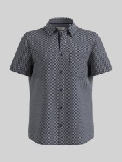 s.Oliver Camasa elastica barbati cu maneca scurta, imprimeu abstract, Regular Fit, Bleumarin inchis, S