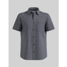 s.Oliver Camasa elastica barbati cu maneca scurta, imprimeu abstract, Regular Fit, Bleumarin inchis, S