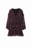 Desigual rochie culoarea negru, mini, evazată