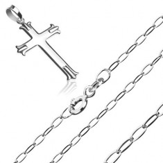 Colier din argint 925 - model cruce cu trei varfuri pe un lan? lucios foto