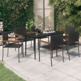 Cumpara ieftin Set de servit masa pentru grădină, 7 piese, negru
