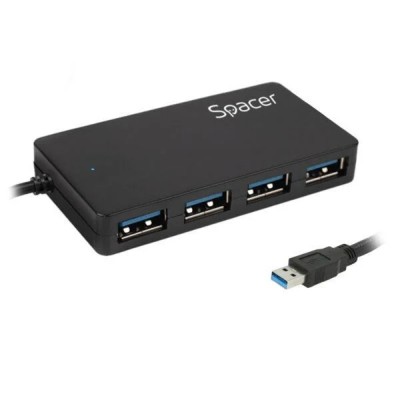 Hub extern Spacer, porturi USB: USB 3.0 x 4, conectare foto