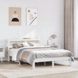 Cumpara ieftin Cadru de pat cu tăblie, alb, 120x190 cm, lemn masiv pin