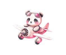 Sticker decorativ Panda Pilot, Roz, 46 cm, 3518ST foto