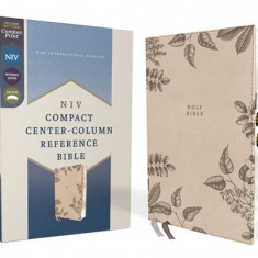 Niv, Compact Center-Column Reference Bible, Leathersoft, Stone, Red Letter, Thumb Indexed, Comfort Print
