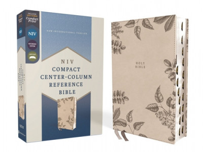 Niv, Compact Center-Column Reference Bible, Leathersoft, Stone, Red Letter, Thumb Indexed, Comfort Print foto