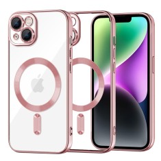 Husa premium iPhone 14 Techsuit Luxury Crystal MagSafe, roz foto