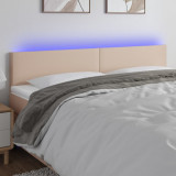 VidaXL Tăblie de pat cu LED cappuccino 180x5x78/88cm piele ecologică