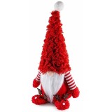 Figurina Gnom textil rosu alb cm 13x12x32 H