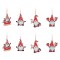 Ornamente Brad Craciun, Gnome, Lemn, 4.5-5.5cm, Set 8 Bucati, Rosu