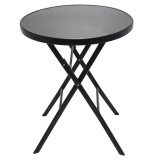 Cumpara ieftin Masa plianta pentru gradina, metal + sticla, rotunda, 2 persoane, 60 x 70 cm
