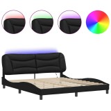 Cumpara ieftin Cadru de pat cu LED fara saltea, Hvar, negru, 180x200 cm
